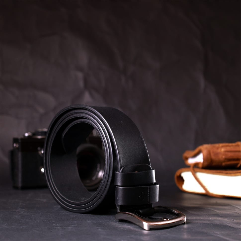 Стильний ремінь під джинси з натуральної шкіри GRANDE PELLE 11684 Чорний