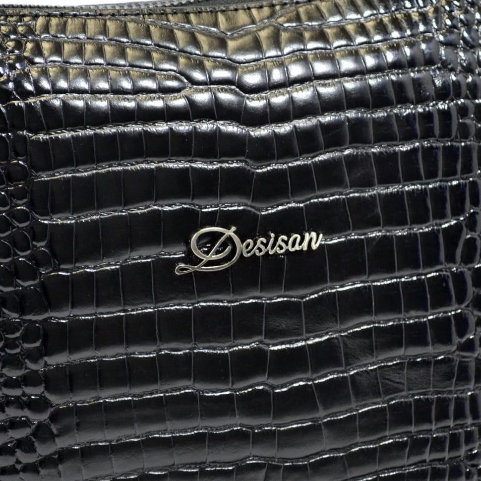 Сумка женская кожаная Desisan 1515-633 черный кроко лак