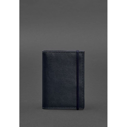 Шкіряна обкладинка для паспорта 1.0 темно-синя краст