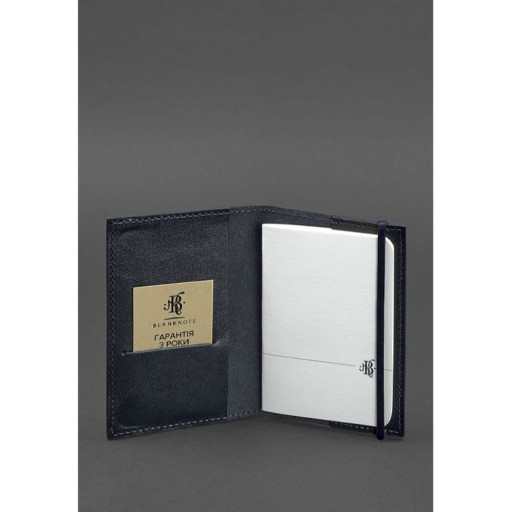 Шкіряна обкладинка для паспорта 1.0 темно-синя краст