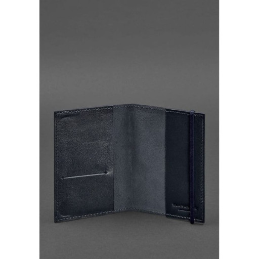 Шкіряна обкладинка для паспорта 1.0 темно-синя краст