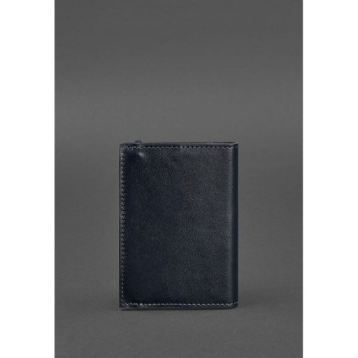 Шкіряна обкладинка для паспорта 1.0 темно-синя краст