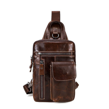 Mini-backpack leather on one shoulder, brown B10-8871 Joynee