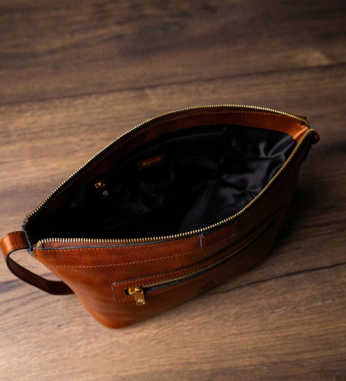 Жіноча шкіряна косметичка Dopp Kit - Ragtime - Коньячно-коричневий колір - Time Resistance 5244301W