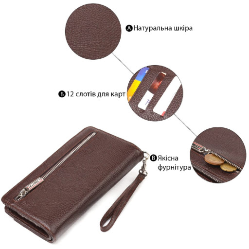 Оригинальное портмоне клатч из натуральной кожи CANPELLINI 21537 Коричневое