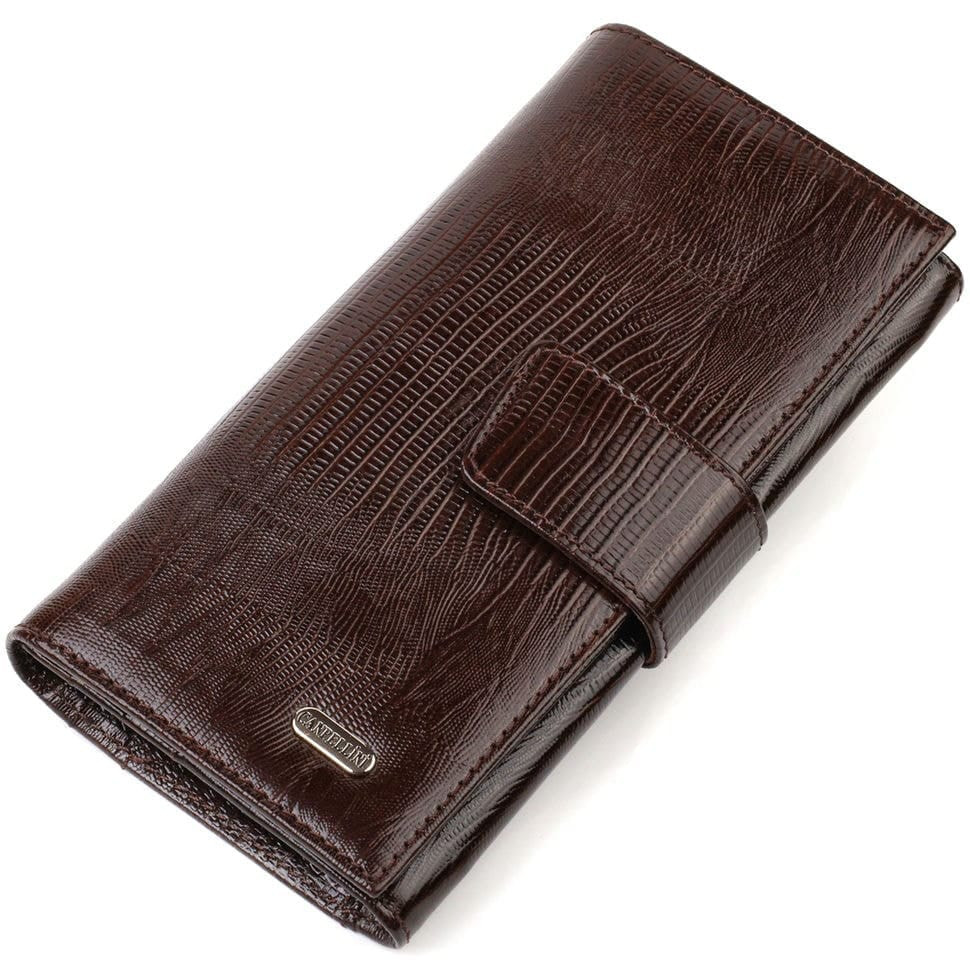 Зручне вертикальне чоловіче портмоне з натуральної фактурної шкіри з тисненням CANPELLINI 21839