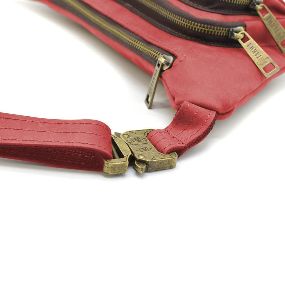 Leather belt banana from horse skin red RR-8179-3md TARWA