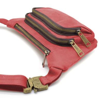 Leather belt banana from horse skin red RR-8179-3md TARWA