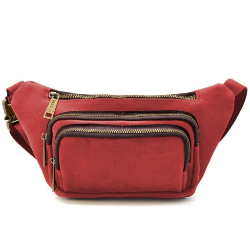 Шкіряна бананка напоясна із кінської шкіри червона RR-8179-3md TARWA