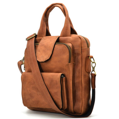 Vertical mens bag RB-7266-3md TARWA cognac