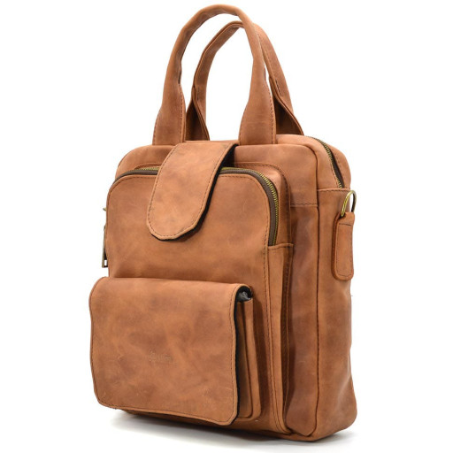 Вертикальна чоловіча сумка RB-7266-3md TARWA коньячна
