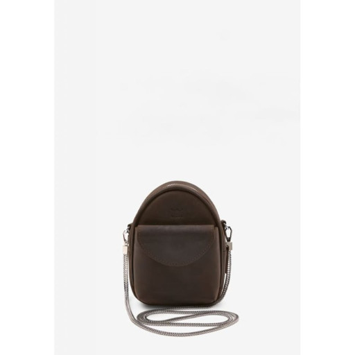 Шкіряна жіноча міні-сумка Kroha темно-коричнева vintage