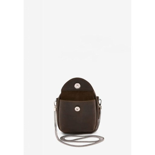 Шкіряна жіноча міні-сумка Kroha темно-коричнева vintage