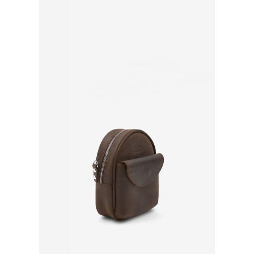 Шкіряна жіноча міні-сумка Kroha темно-коричнева vintage