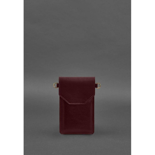 Шкіряна сумка для телефону бордова