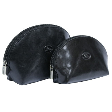 Leather cosmetic bag Italico 1583L+1583M nero black