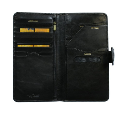 Leather travel wallet Accademia 2106 nero black