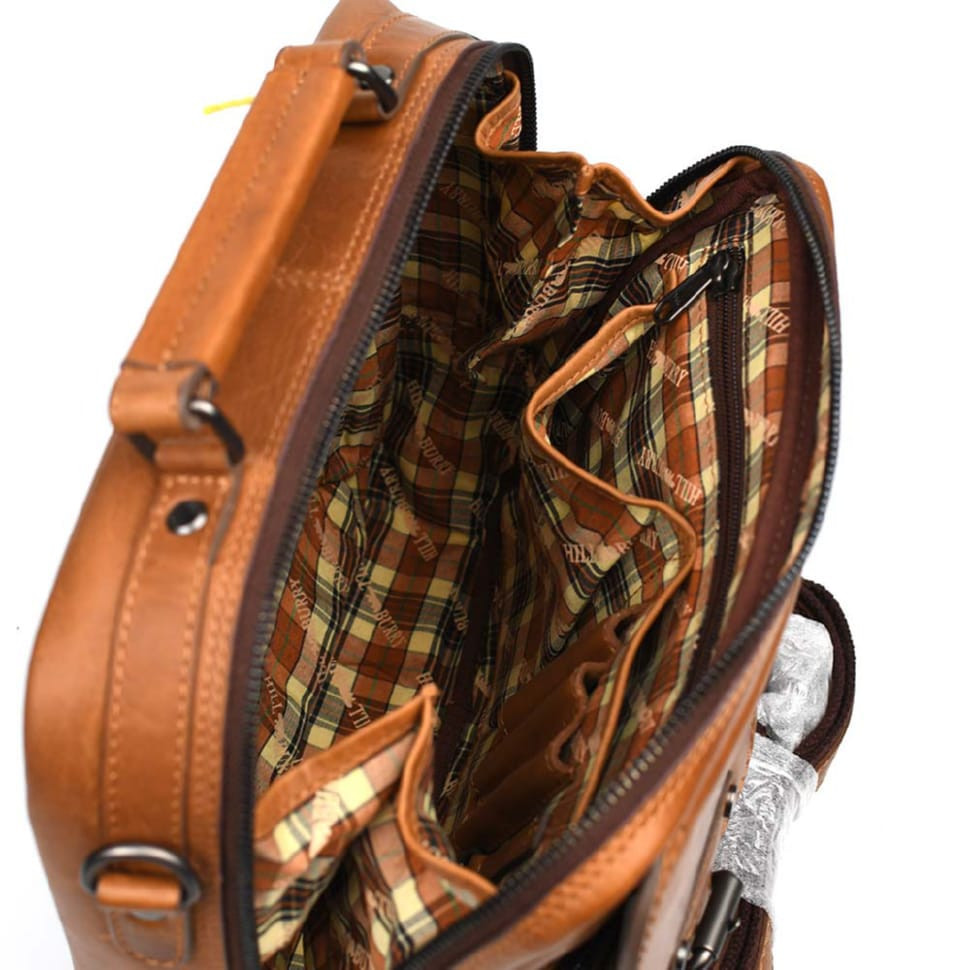 Чоловіча шкіряна сумка з ручкою HB870367B Hill Burry коньячна