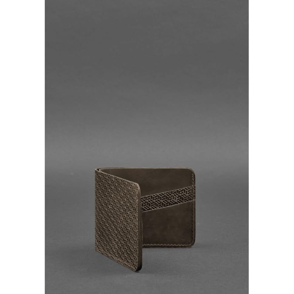 Чоловічий шкіряний портмоне 4.1 (4 кишені) темно-коричневий Карбон