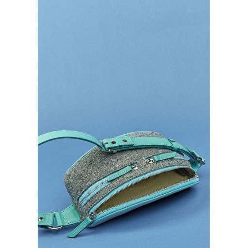 Фетра жіноча поясна сумка Spirit зі шкіряними бірюзовими вставками