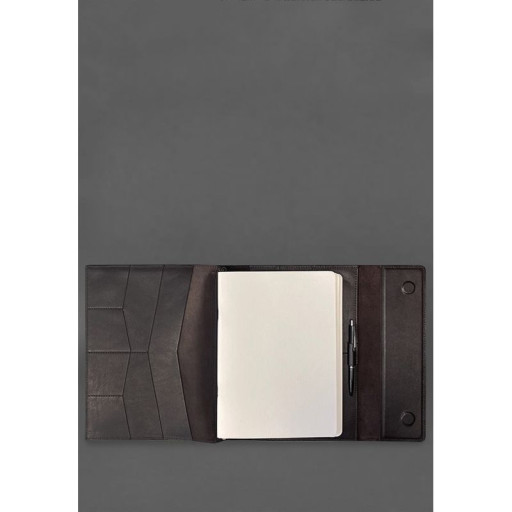 Шкіряна папка для документів "Сімейна" з зошитами темно-коричнева