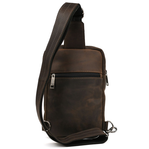 Чоловічий коричневий слінг зі шкіри крейзі RC-0804-3md TARWA
