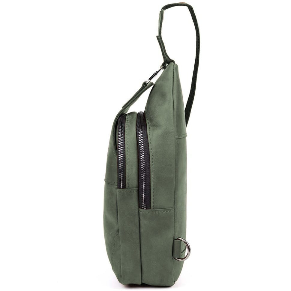 Men's sling backpack made of horse leather TARWA RE-4004-3md green