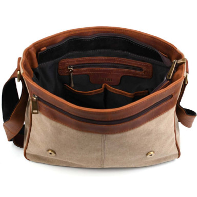 Leather shoulder bag A4 for canvas and crazy horse RBs-7022-3md TARWA