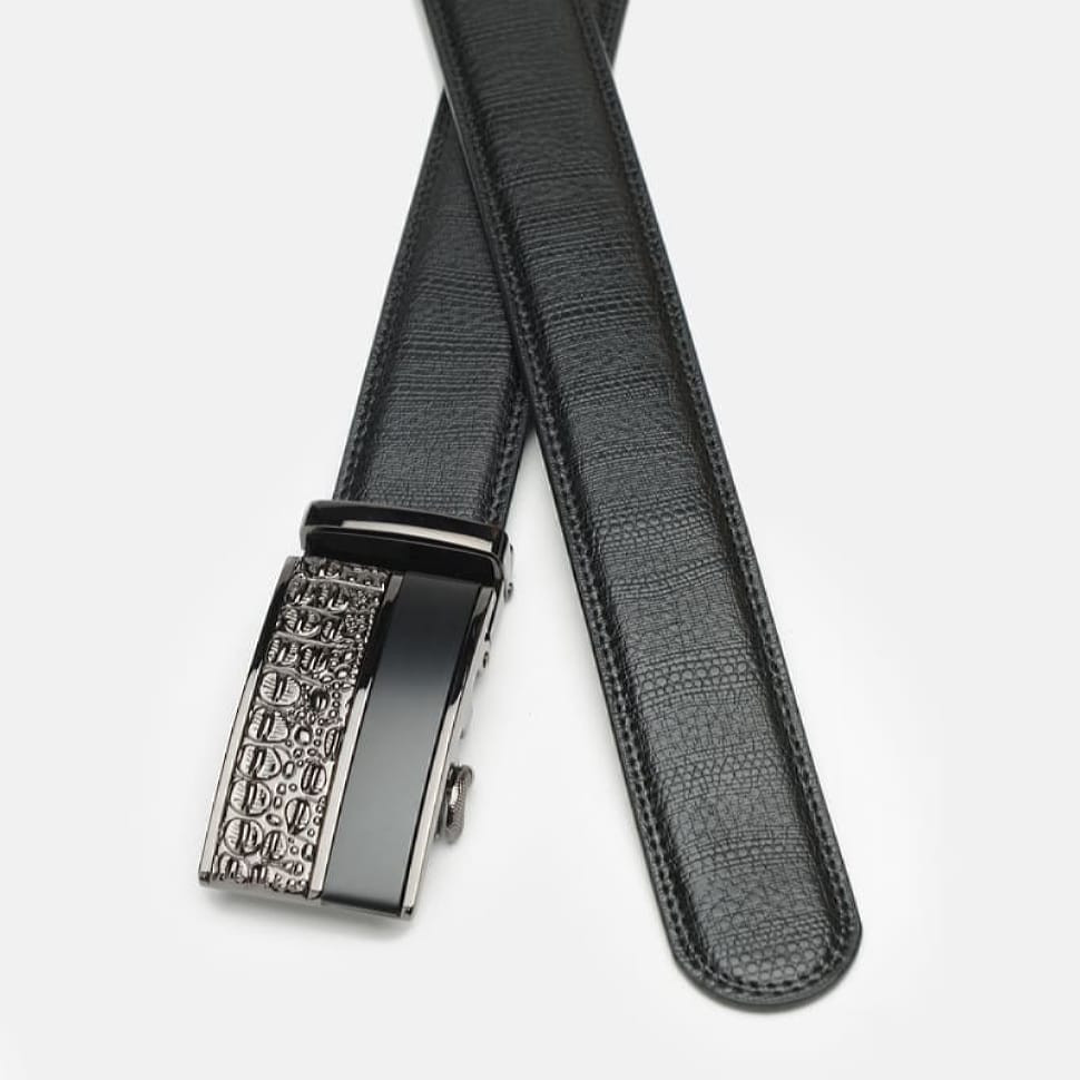 Чоловічий шкіряний ремінь із пряжкою автомат CV1654-2-black