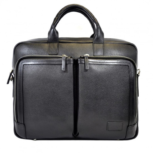 Портфель м'який шкіряний BOND 1085-281 чорний флотар