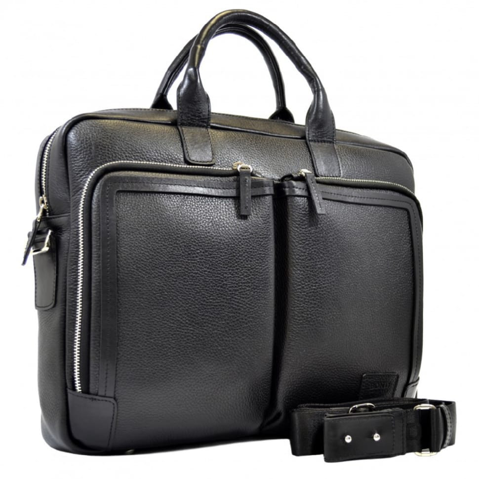 Портфель м'який шкіряний BOND 1085-281 чорний флотар