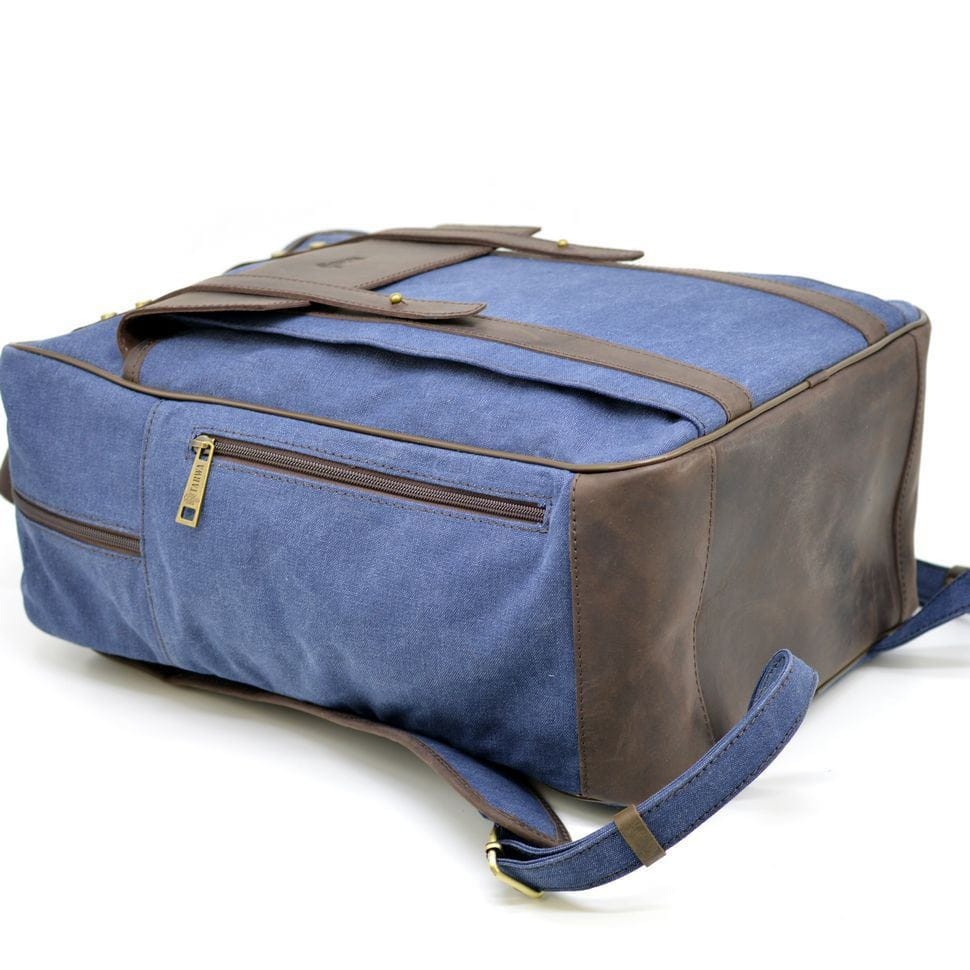 Джинсовий великий рюкзак із канвас в комбінації зі шкірою RK-3943-4lx TARWA