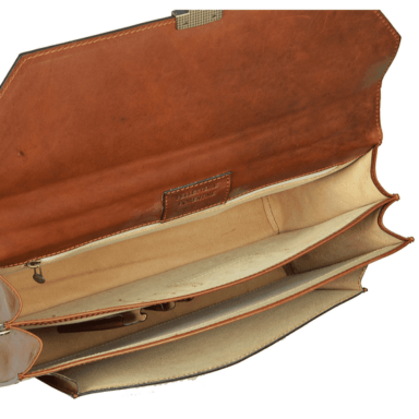 Large Leather Briefcase - Invisible Man - Cognac Brown Matte