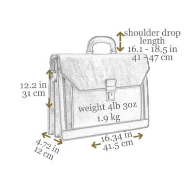 Large Leather Briefcase - Invisible Man - Cognac Brown Matte