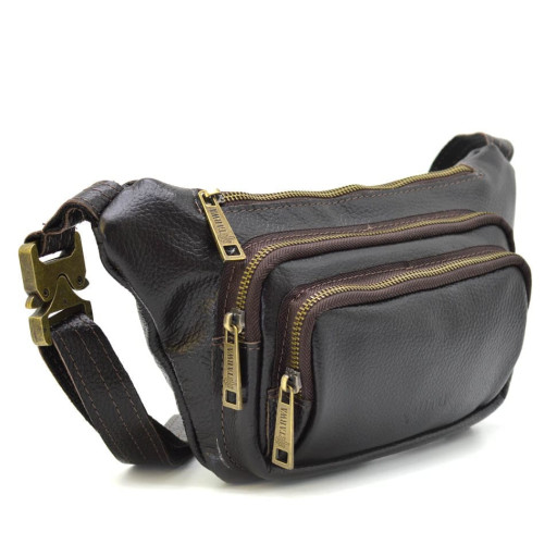 Шкіряна бананка сумка коричневий флотар FC-8179-3md TARWA