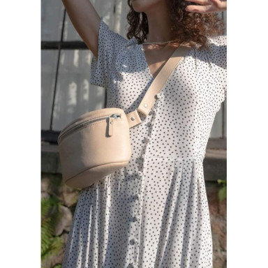 Explorer S Leather Belt Bag Beige Grained
