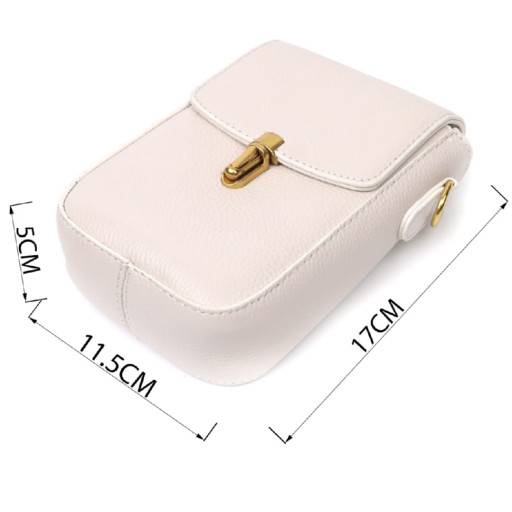 Кожаная женская сумка вертикального формата с клапаном Vintage 22309 Белая