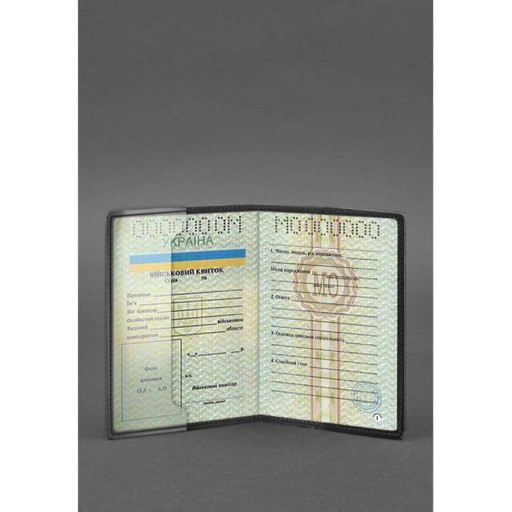 Шкіряна обкладинка для військового квитка 7.0 Чорна
