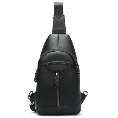 Leather mini backpack on one shoulder, black B10-5007 Joynee