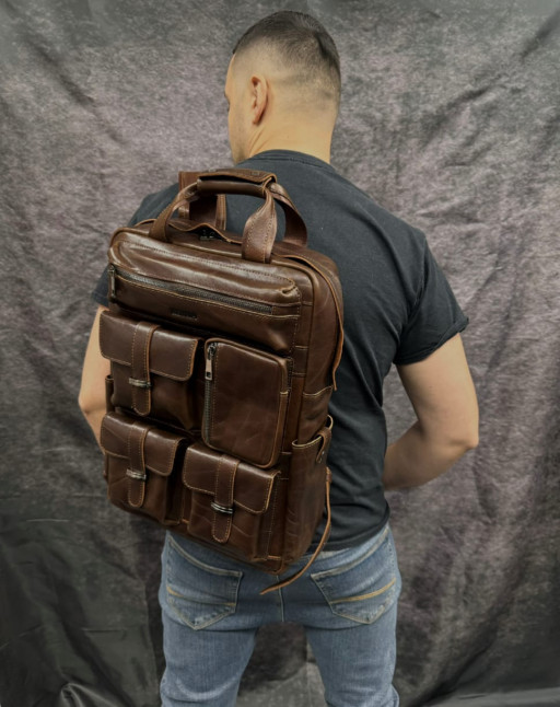 Великий шкіряний рюкзак на 17,3 дюйми Newery N3081NKC