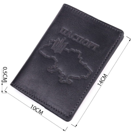 Красива шкіряна обкладинка на паспорт Карта GRANDE PELLE 16773 Чорна