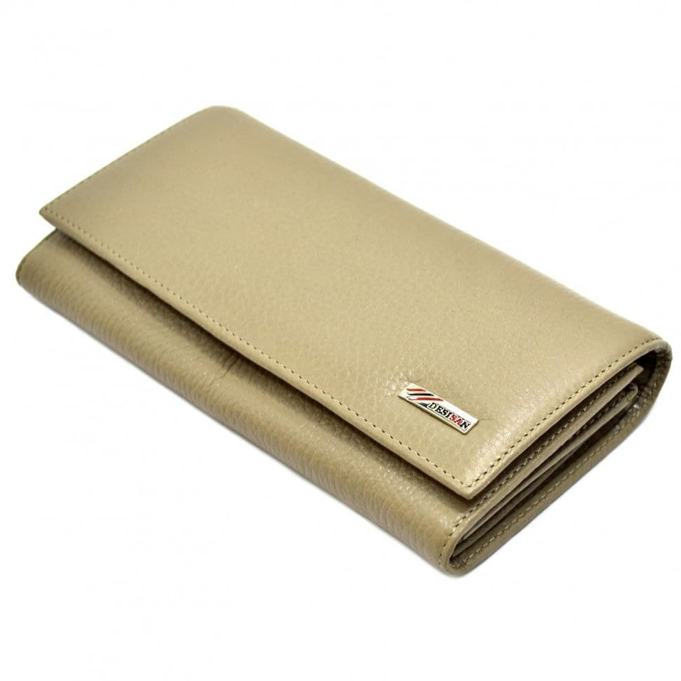 Жіноче шкіряне портмоне Desisan 057-283 бежевий флотар