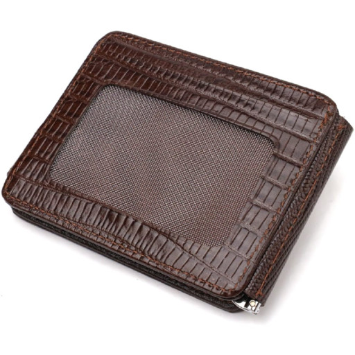 Фактурний затискач для грошей з натуральної шкіри з тисненням CANPELLINI 21940 Коричневий