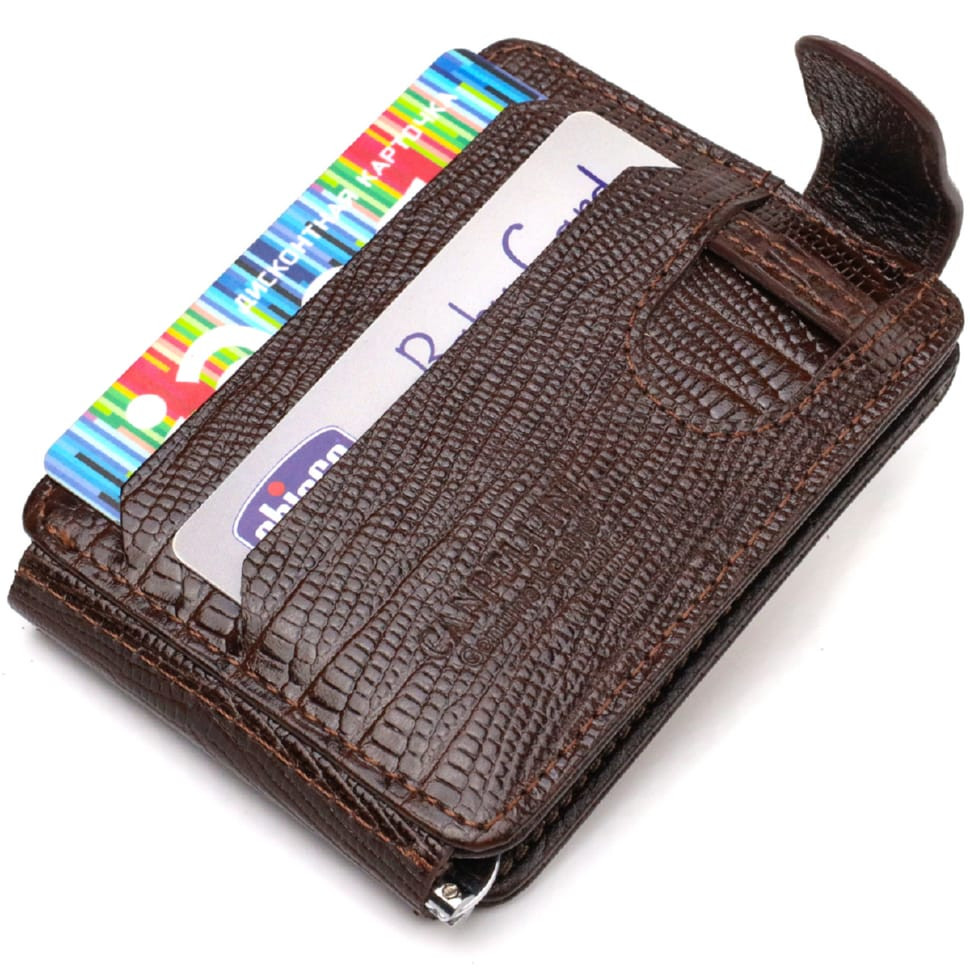 Фактурний затискач для грошей з натуральної шкіри з тисненням CANPELLINI 21940 Коричневий