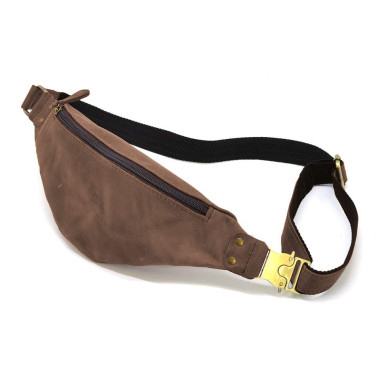 Leather banana bag horse leather brown TARWA RC-455-3md