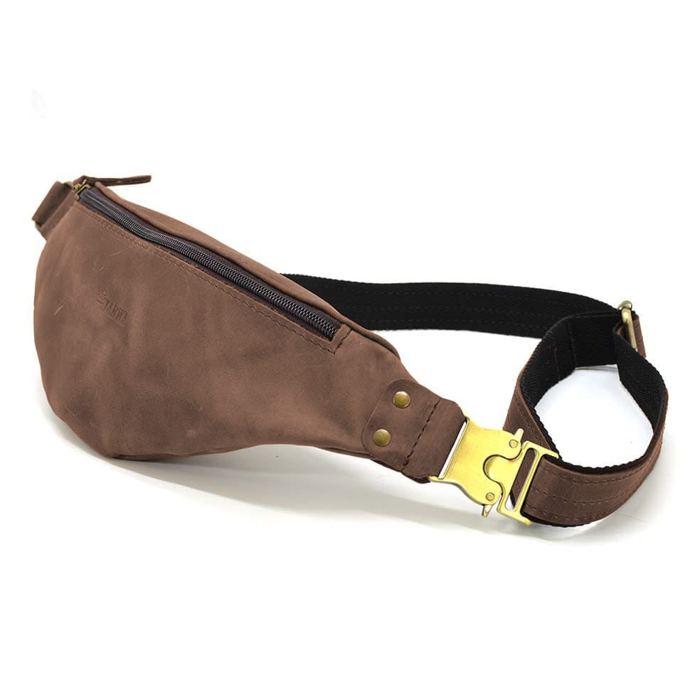 Leather banana bag horse leather brown TARWA RC-455-3md