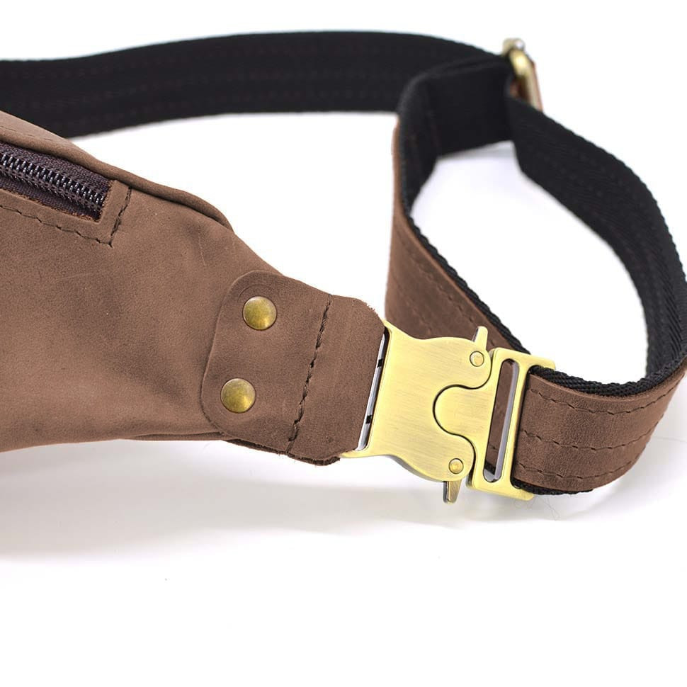 Leather banana bag horse leather brown TARWA RC-455-3md