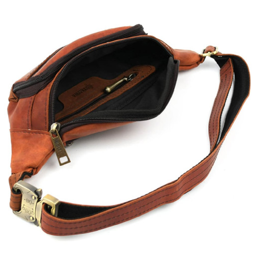 Бананка шкіряна, сумка напоясна коньячна крейзі хорс TARWA RB-7218-3md