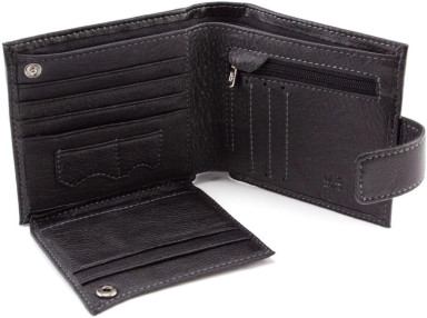 Чёрный маленький кошелёк мужской MD Leather MC 132-a