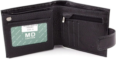 Чёрный маленький кошелёк мужской MD Leather MC 132-a
